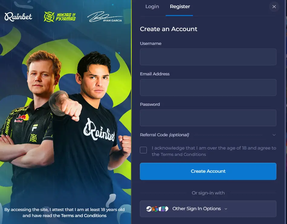 rainbet registration